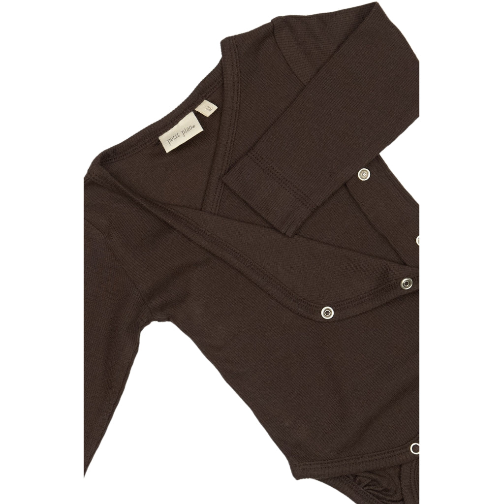 PETIT PIAO PPDi Body L/S fold over NB NOOS Bodystockings Coffee Bean