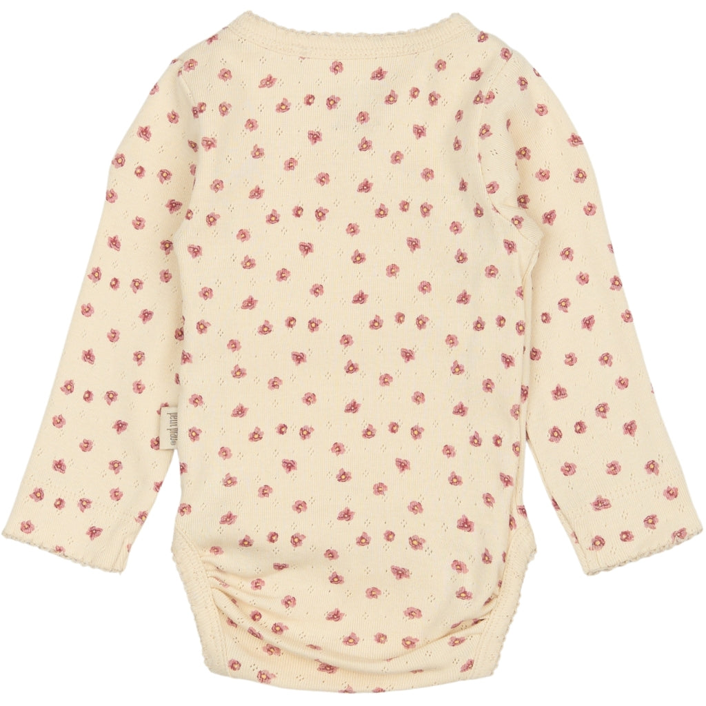 PETIT PIAO PPDia Body L/S fold pointel NB Bodystockings Autumn Anemone AOP