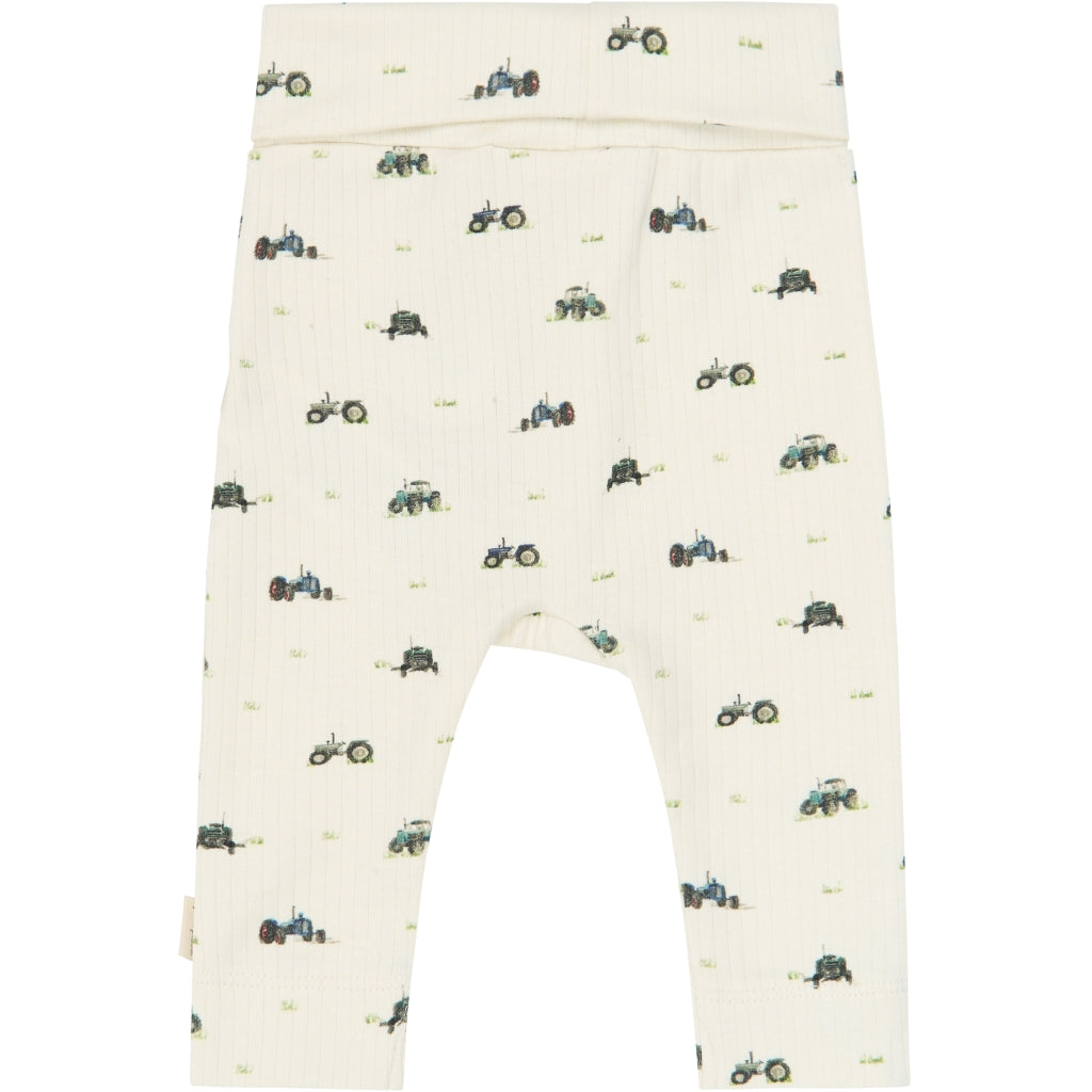 PETIT PIAO PPDinn High Waist Leggings Pointelle NB Leggings Eggnog Tractor AOP