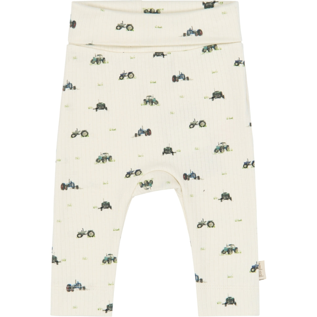 PETIT PIAO PPDinn High Waist Leggings Pointelle NB Leggings Eggnog Tractor AOP