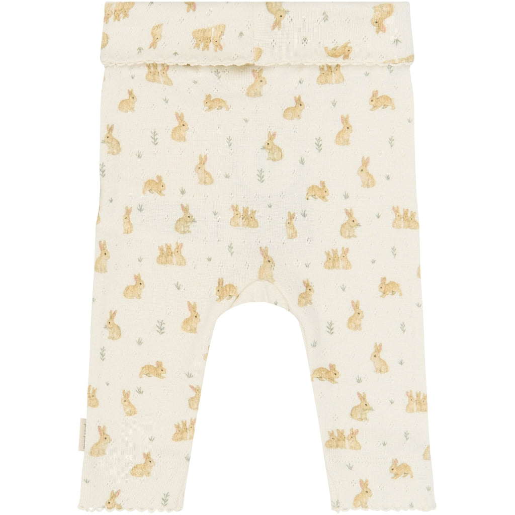 PETIT PIAO PPDio High Waist Leggings Pointelle NB Leggings Eggnog Rabbit AOP