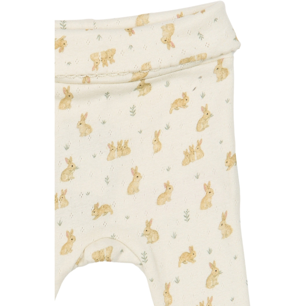 PETIT PIAO PPDio High Waist Leggings Pointelle NB Leggings Eggnog Rabbit AOP
