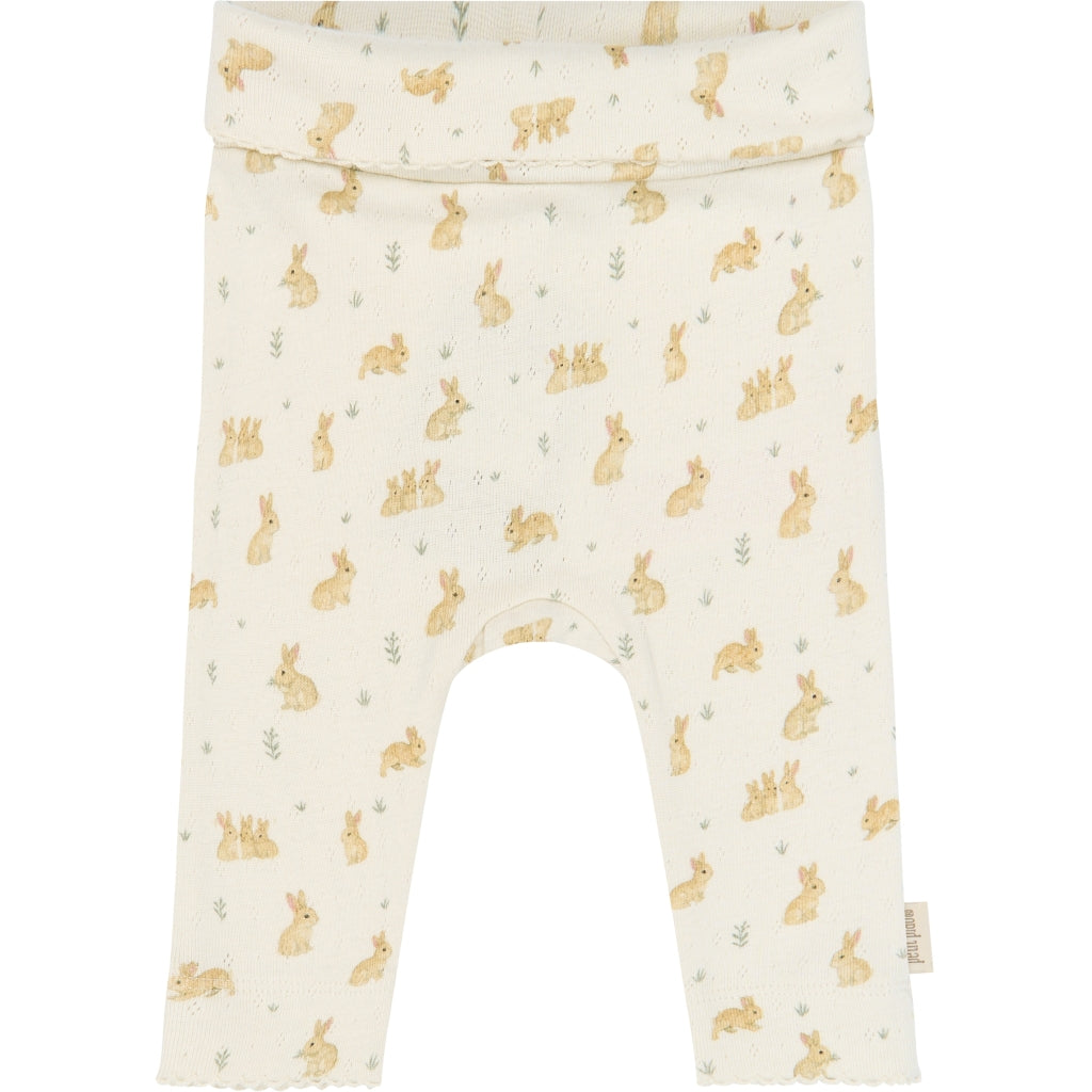PETIT PIAO PPDio High Waist Leggings Pointelle NB Leggings Eggnog Rabbit AOP