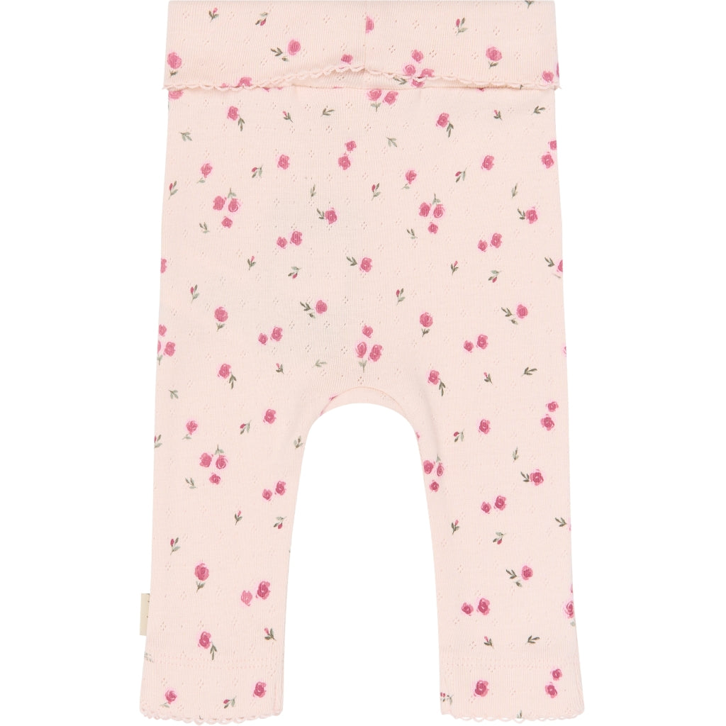 PETIT PIAO PPDio High Waist Leggings Pointelle NB Leggings Mauve Chalk Rosehip AOP