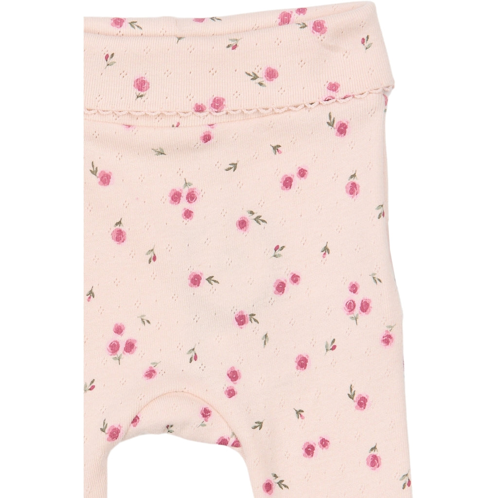 PETIT PIAO PPDio High Waist Leggings Pointelle NB Leggings Mauve Chalk Rosehip AOP