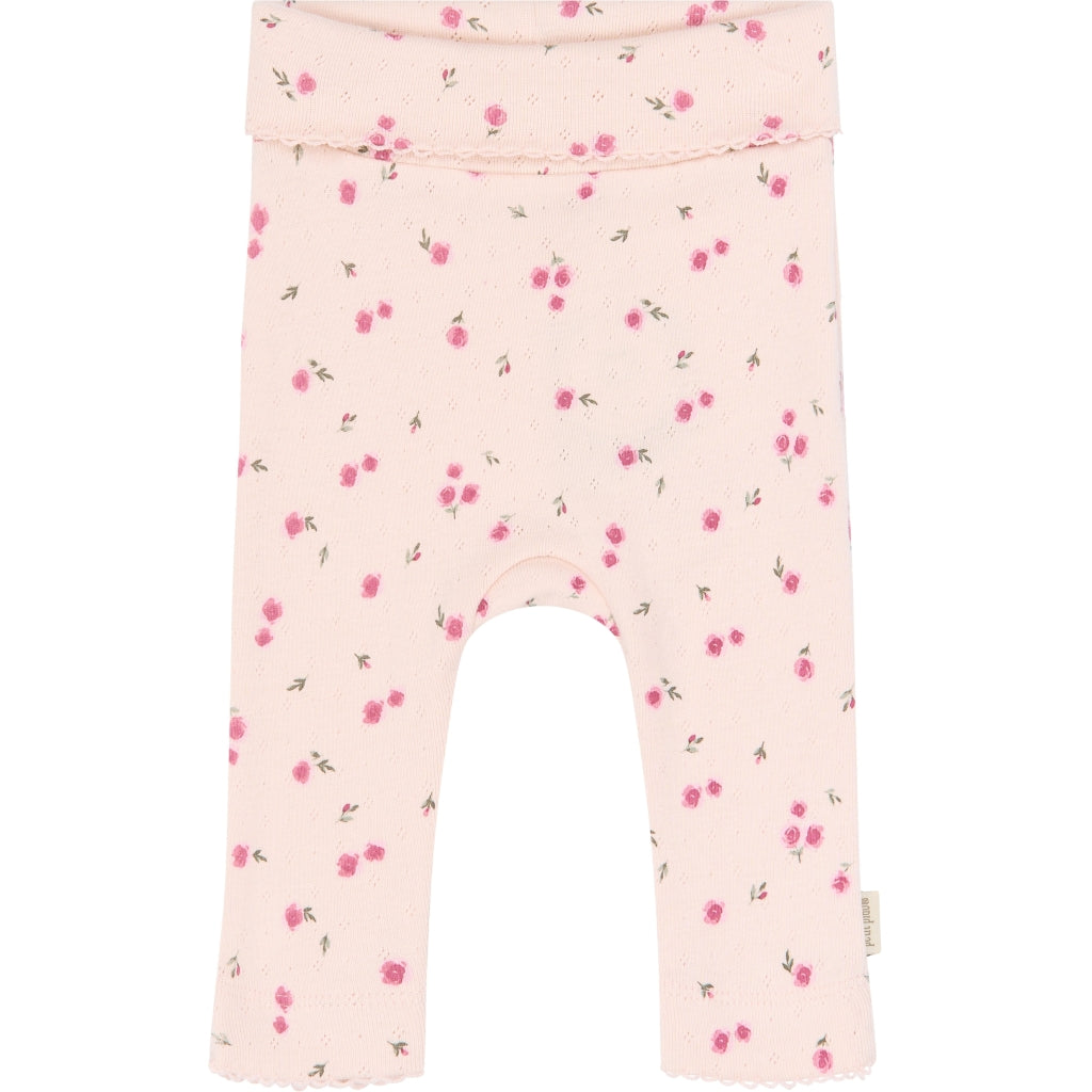 PETIT PIAO PPDio High Waist Leggings Pointelle NB Leggings Mauve Chalk Rosehip AOP