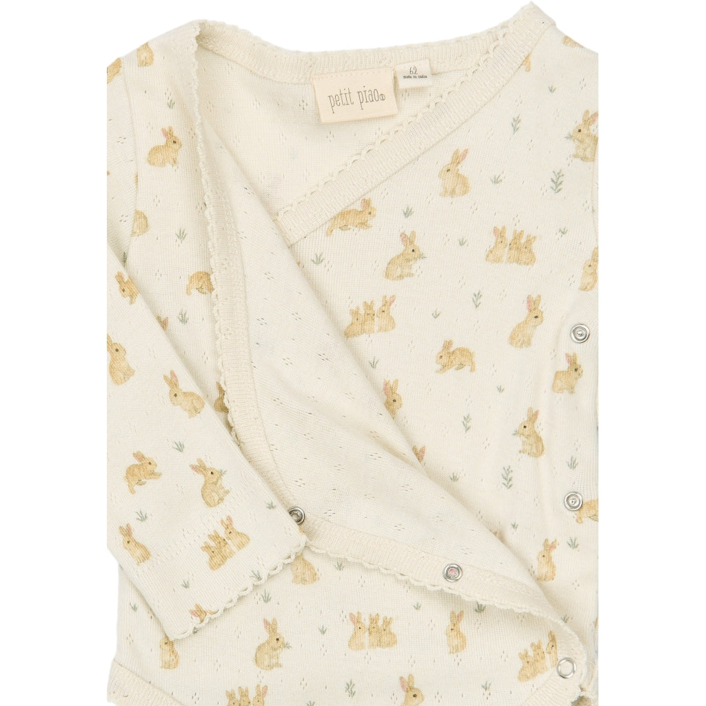 PETIT PIAO PPDio L_S Body Fold Pointelle NB Bodystockings Eggnog Rabbit AOP