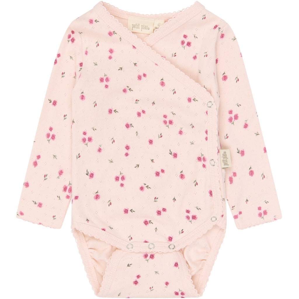 PETIT PIAO PPDio L_S Body Fold Pointelle NB Bodystockings Mauve Chalk Rosehip AOP