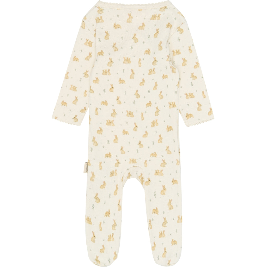 PETIT PIAO PPDio L_S Jumpsuit Fold Feet Pointelle NB Heldragter Eggnog Rabbit AOP