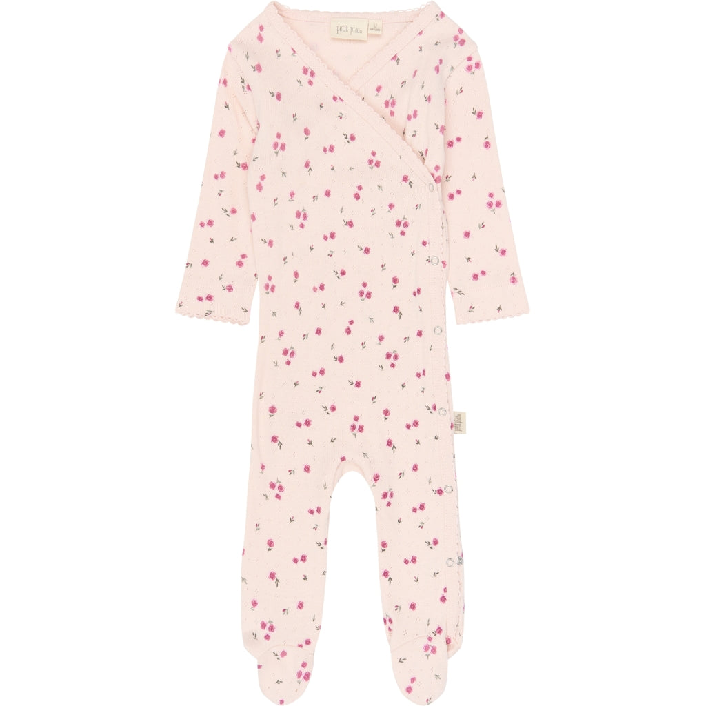PETIT PIAO PPDio L_S Jumpsuit Fold Feet Pointelle NB Heldragter Mauve Chalk Rosehip AOP