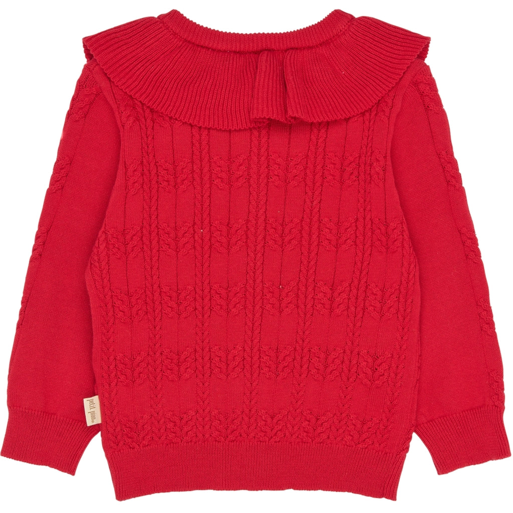 PETIT PIAO PPEdora Cable Knit Cardigan Strik Cinnabar