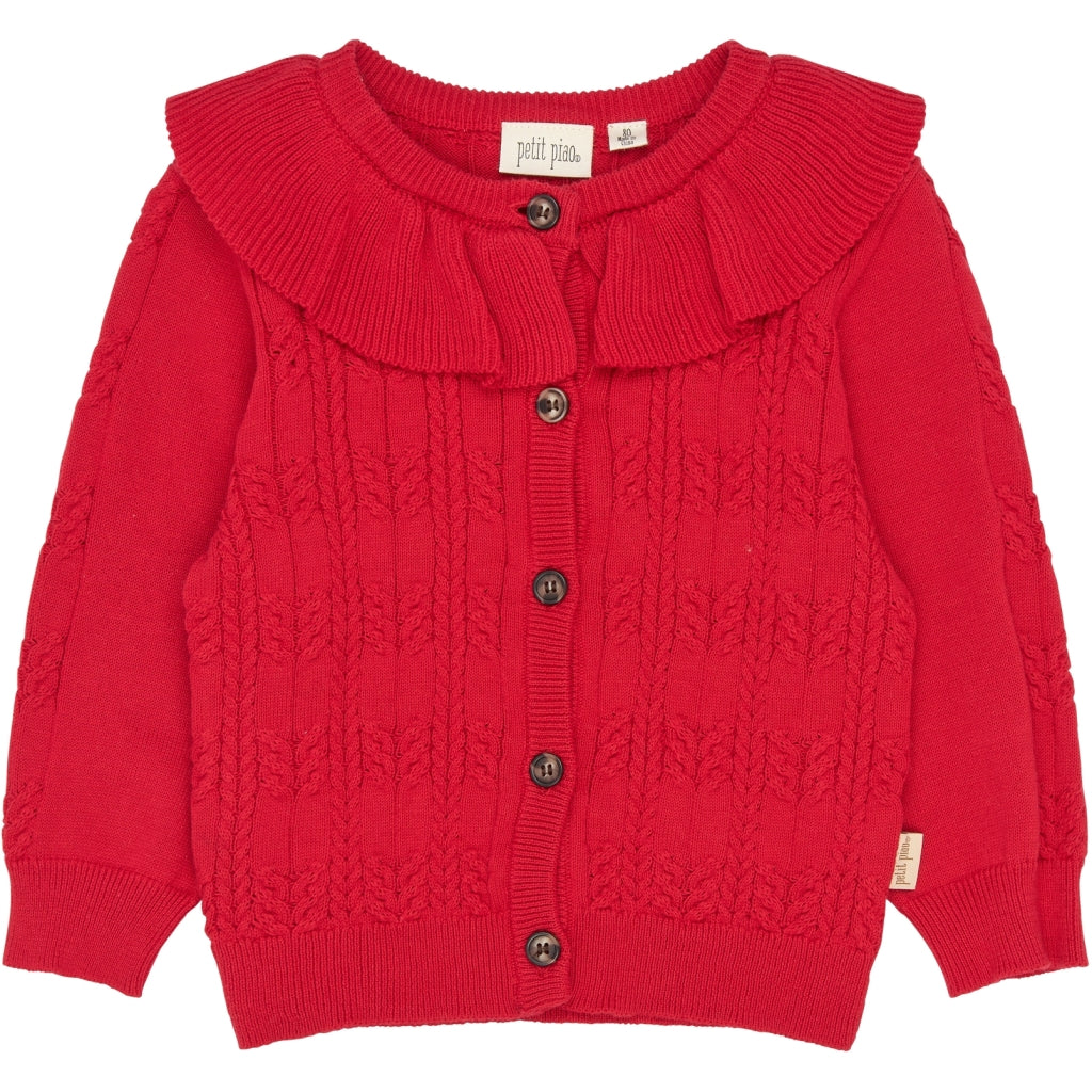 PETIT PIAO PPEdora Cable Knit Cardigan Strik Cinnabar