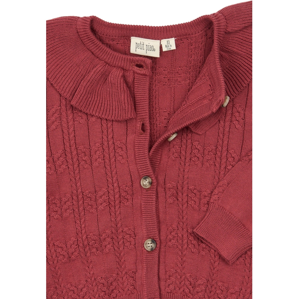 PETIT PIAO PPEdora Cable Knit Cardigan Strik Rose Brown