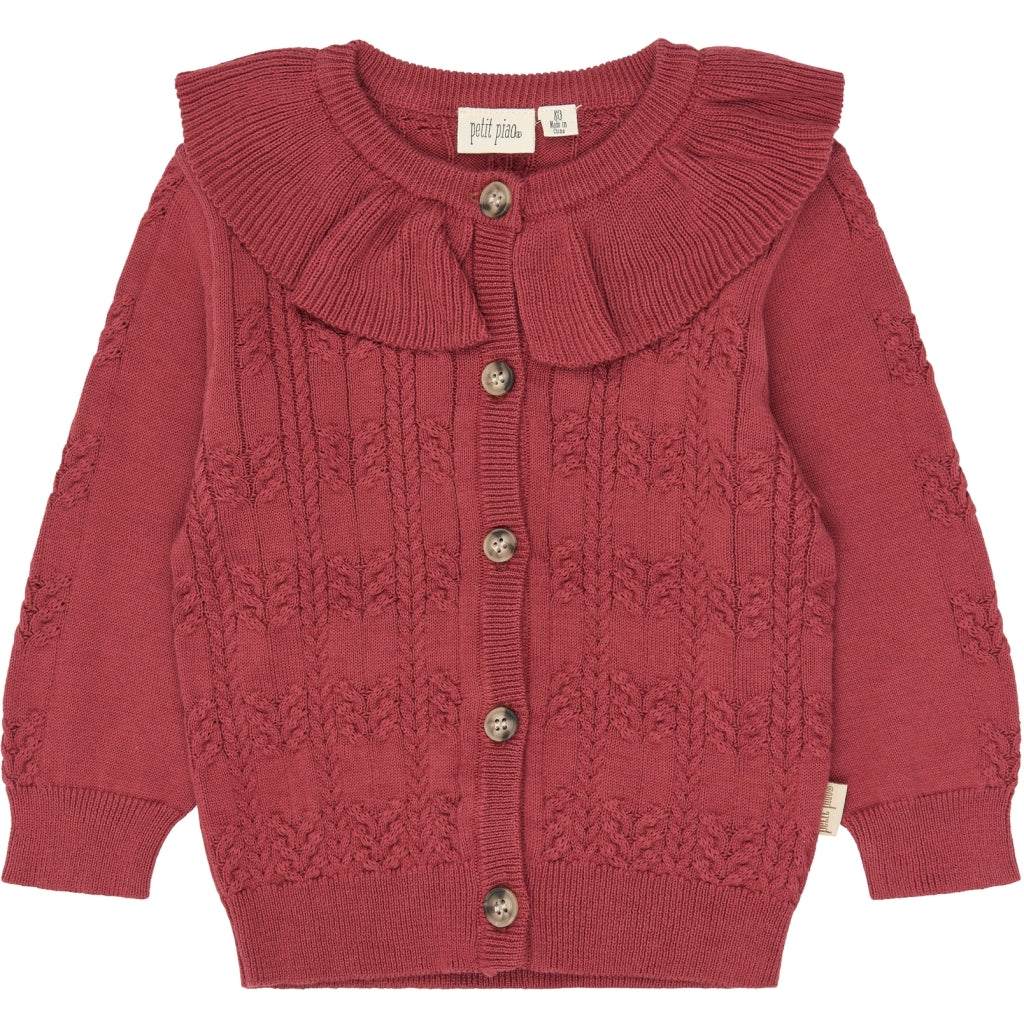 PETIT PIAO PPEdora Cable Knit Cardigan Strik Rose Brown