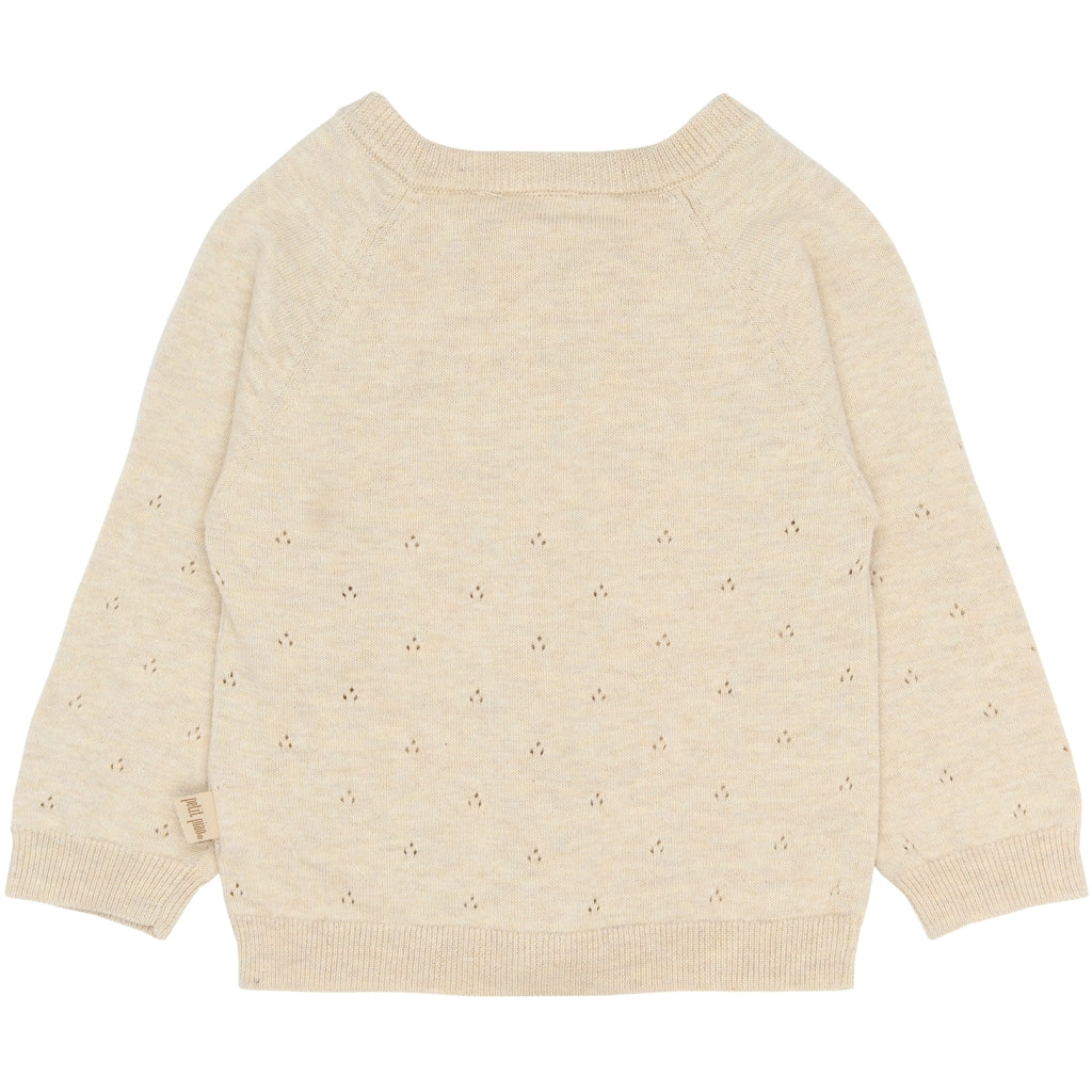 PETIT PIAO PPEdris Knit Pointelle Cardigan Strik Fog