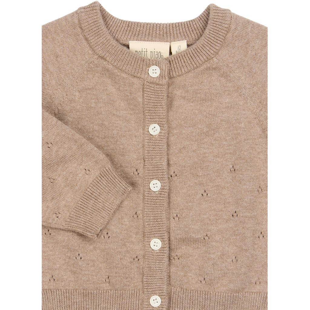 PETIT PIAO PPEdris Pointelle Knit Cardigan NB Strik Woodsmoke
