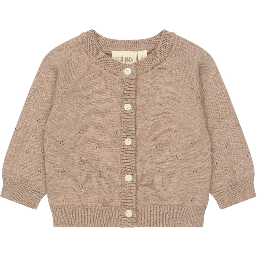 PETIT PIAO PPEdris Pointelle Knit Cardigan NB Strik Woodsmoke