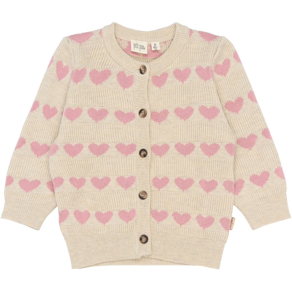 PETIT PIAO PPElia Knit Cardigan Strik Fog Heart AOP