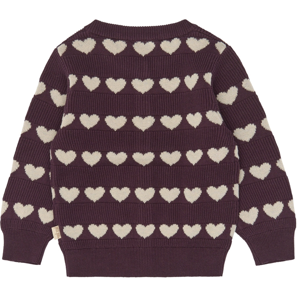 PETIT PIAO PPElia Knit Cardigan Strik Huckleberry Heart AOP