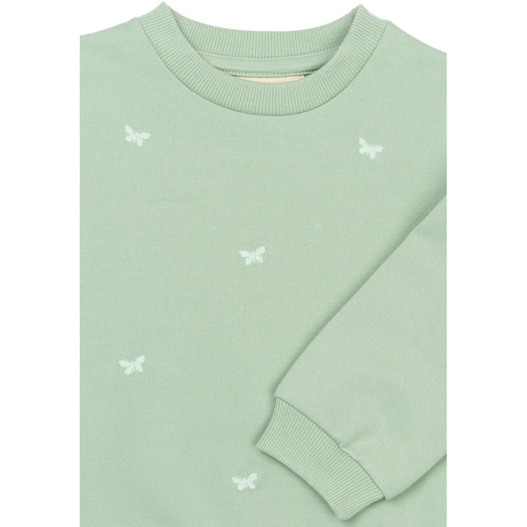 PETIT PIAO PPElis Sweatshirt Sweatshirt Frosty Green Butterfly EMB