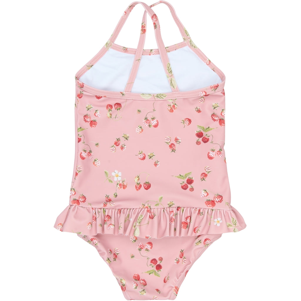 PETIT PIAO PPEm Frill Swimsuit Badetøj Misty Rose Strawberry AOP