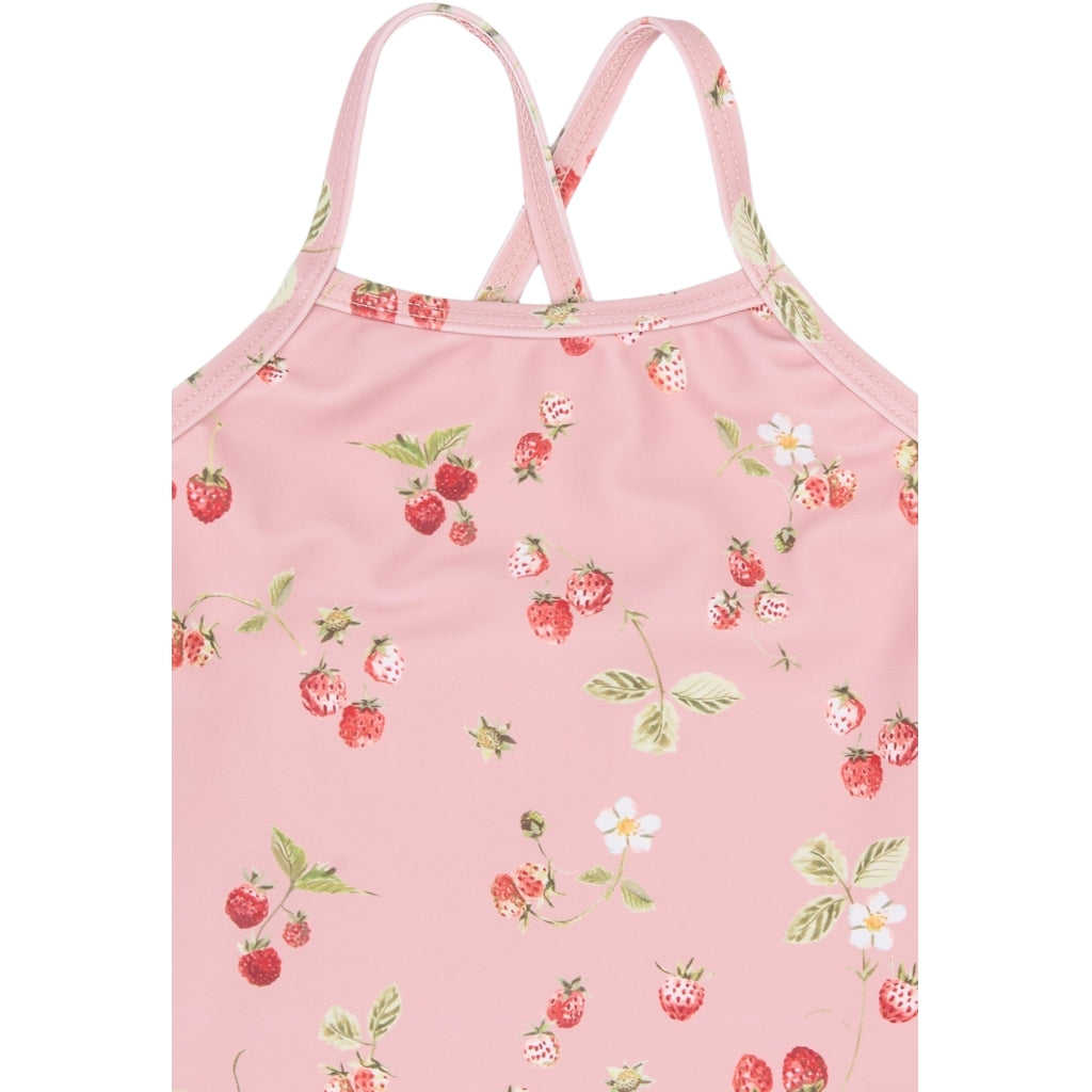 PETIT PIAO PPEm Frill Swimsuit Badetøj Misty Rose Strawberry AOP