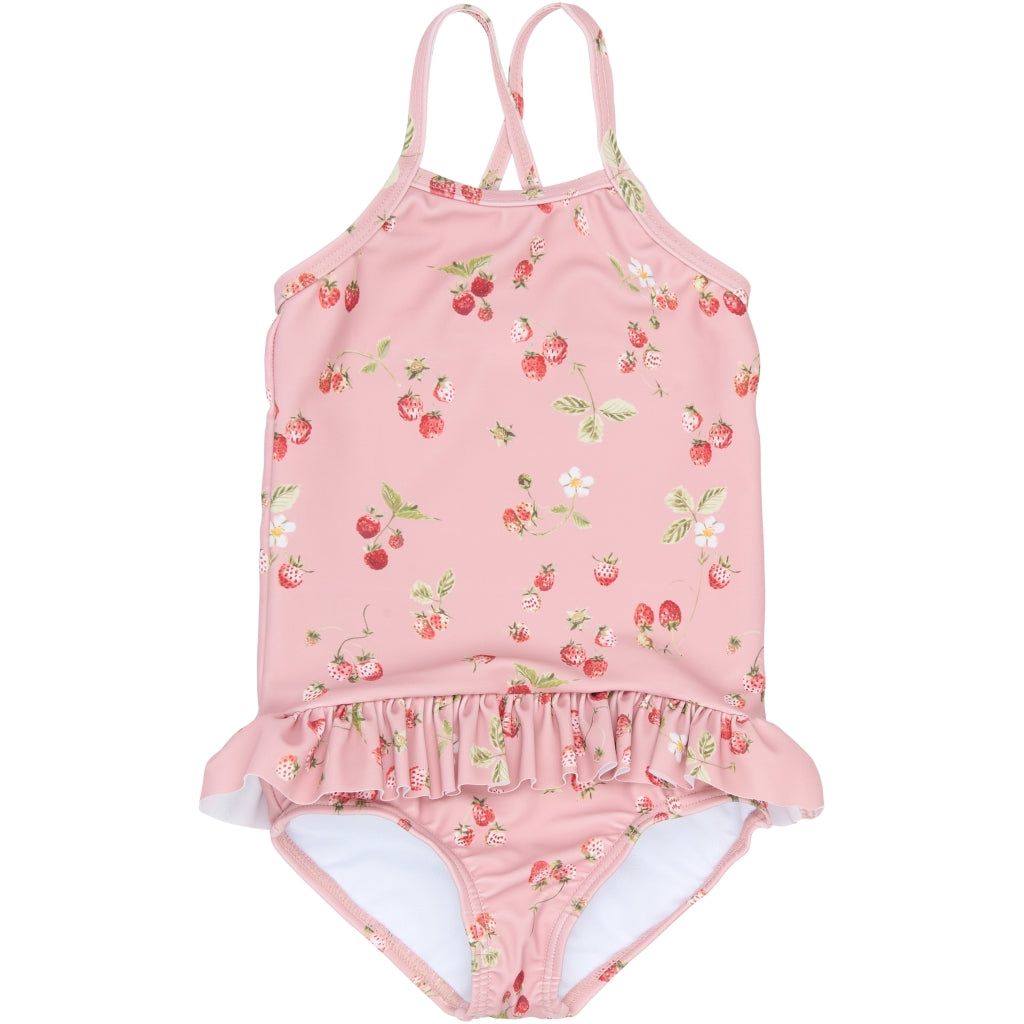 PETIT PIAO PPEm Frill Swimsuit Badetøj Misty Rose Strawberry AOP