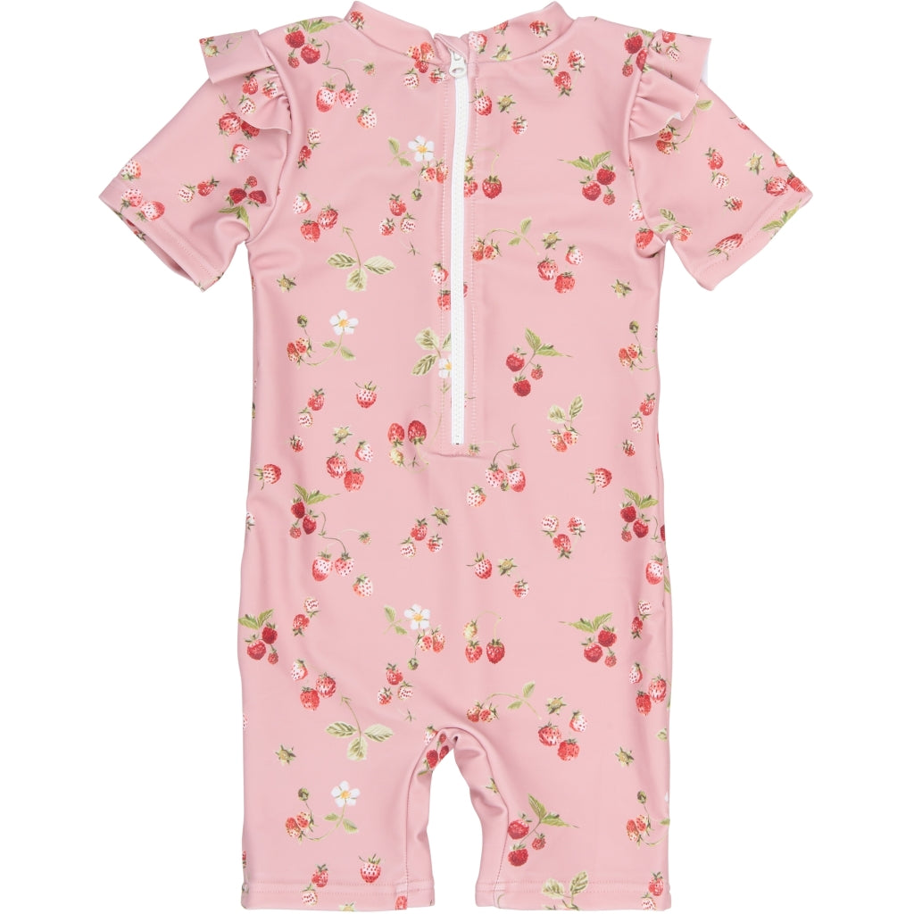 PETIT PIAO PPEm S_S Swim Jumpsuit Badetøj Misty Rose Strawberry AOP