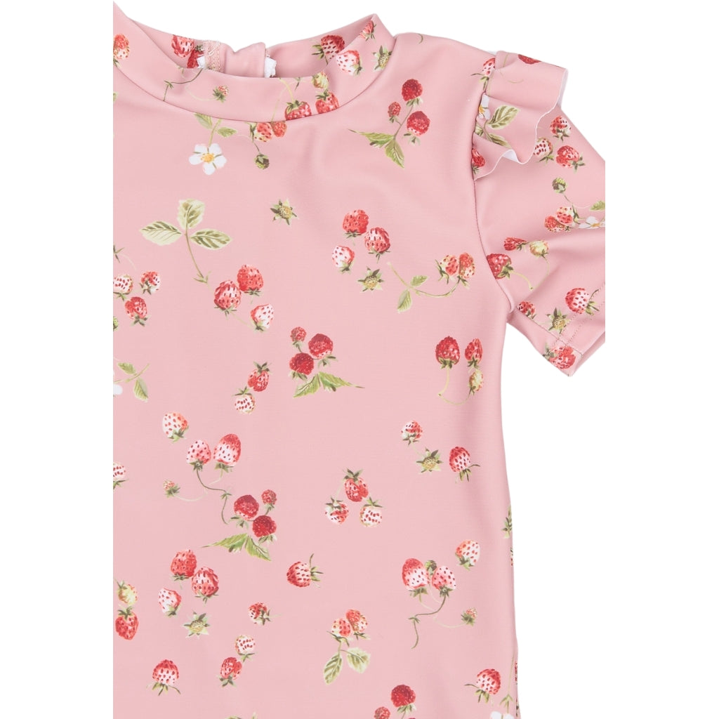 PETIT PIAO PPEm S_S Swim Jumpsuit Badetøj Misty Rose Strawberry AOP