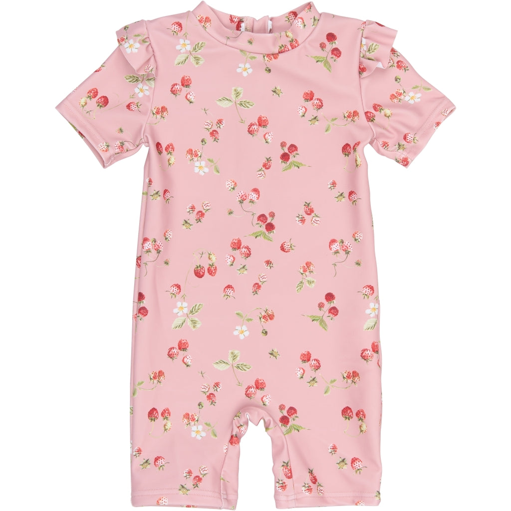 PETIT PIAO PPEm S_S Swim Jumpsuit Badetøj Misty Rose Strawberry AOP
