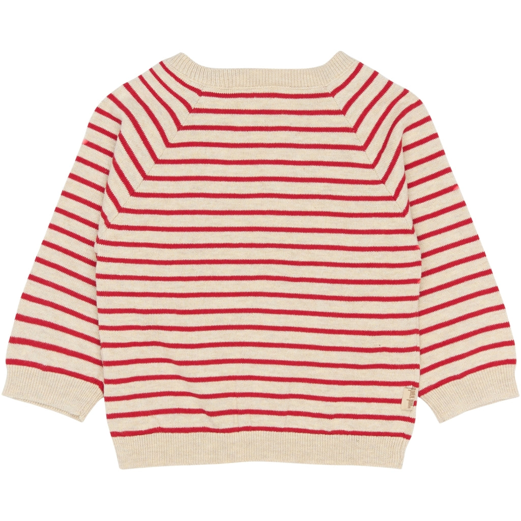 PETIT PIAO PPEoes Fold Knit Cardigan Strik Cinnabar Striped