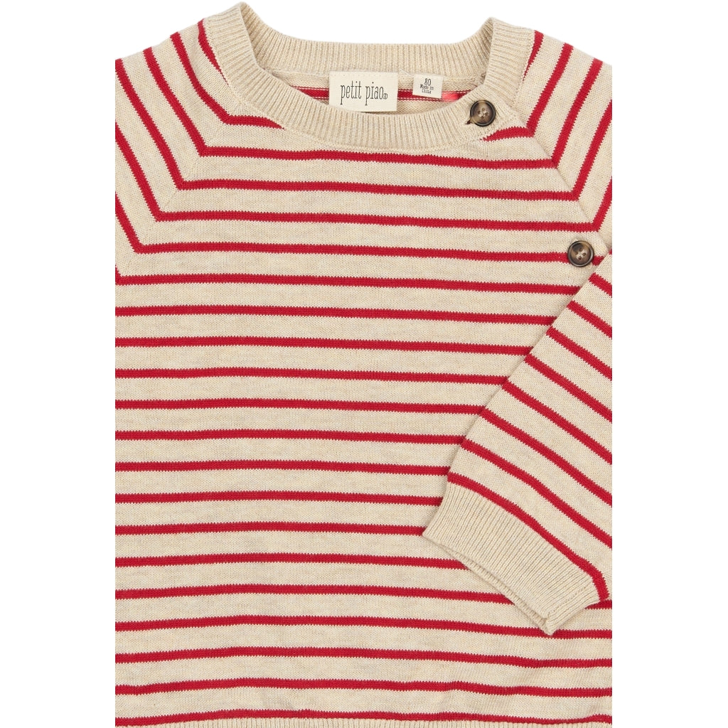 PETIT PIAO PPEoes Fold Knit Cardigan Strik Cinnabar Striped