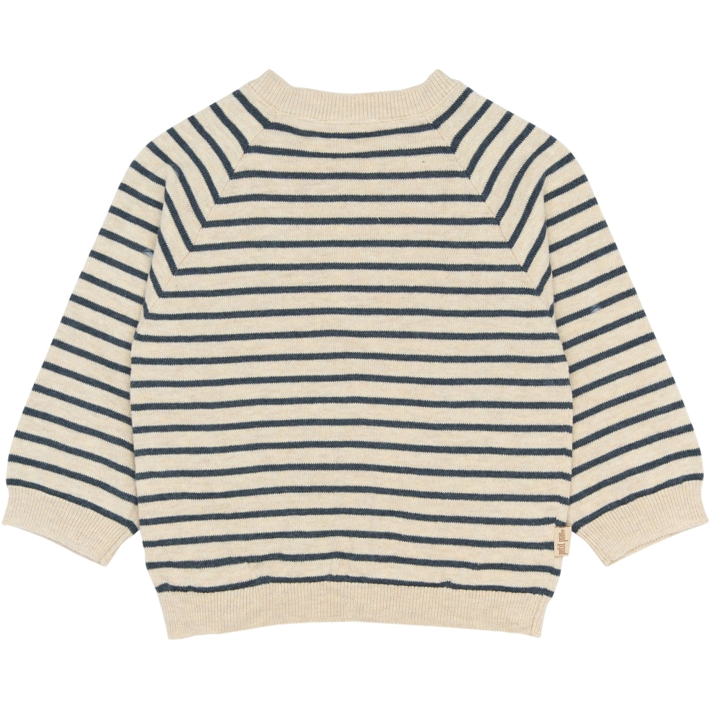 PETIT PIAO PPEoes Fold Knit Cardigan Strik Dark Denim Striped