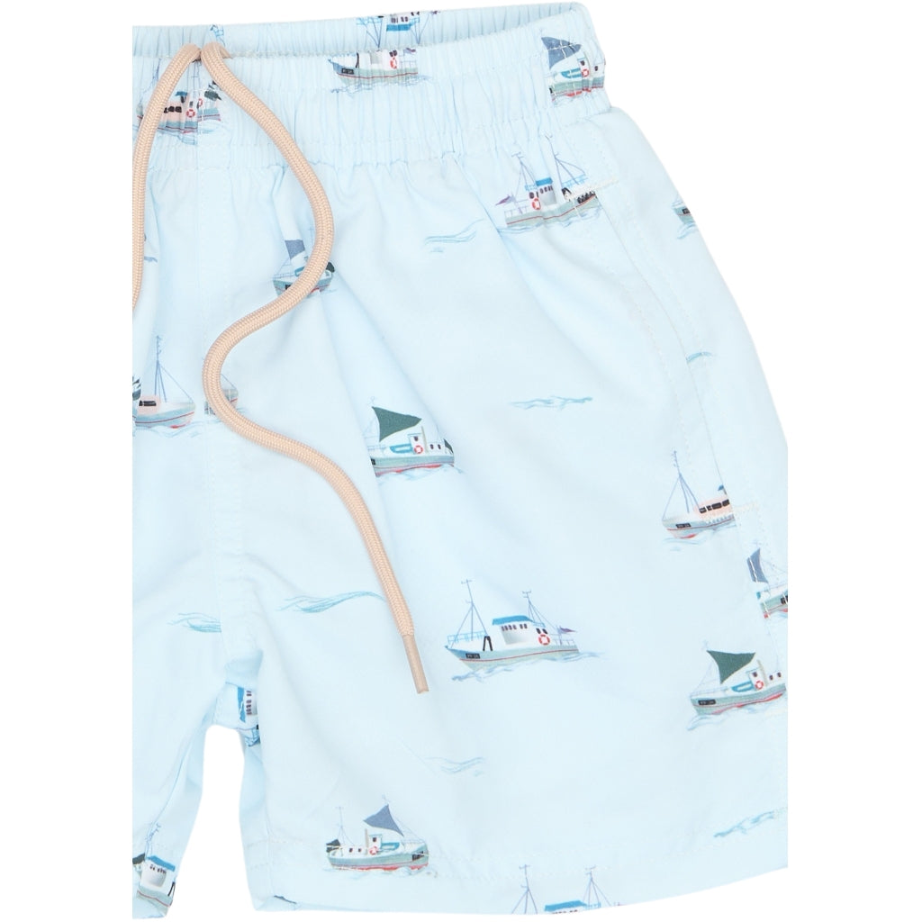 PETIT PIAO PPErel Swim Shorts Badetøj Illusion Blue Boat AOP
