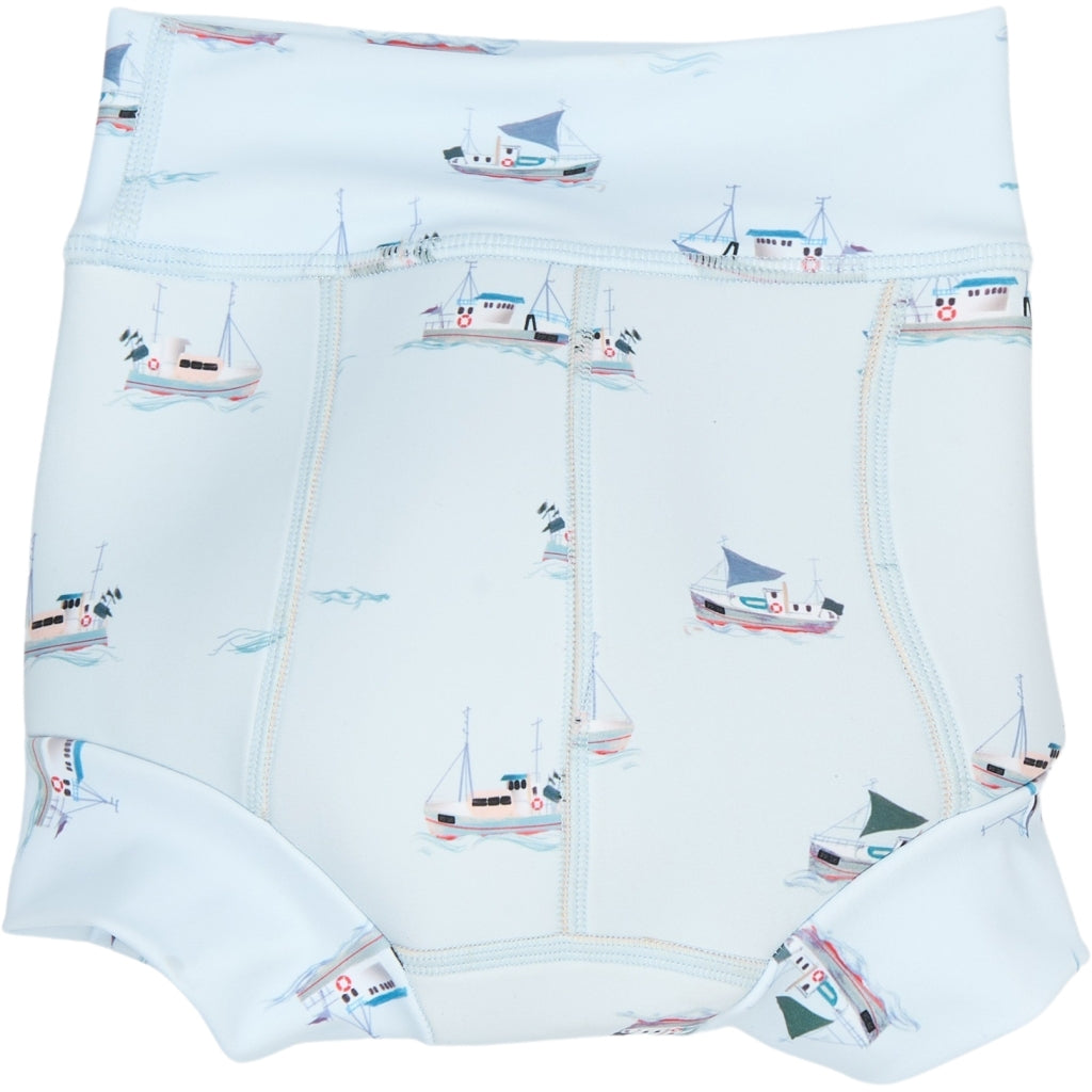 PETIT PIAO PPExa Swim Diaper Badetøj Illusion Blue Boat AOP