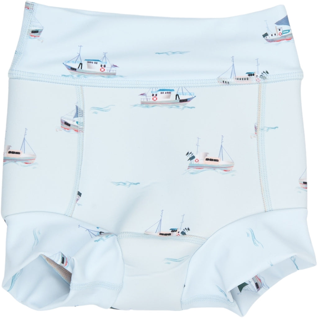 PETIT PIAO PPExa Swim Diaper Badetøj Illusion Blue Boat AOP