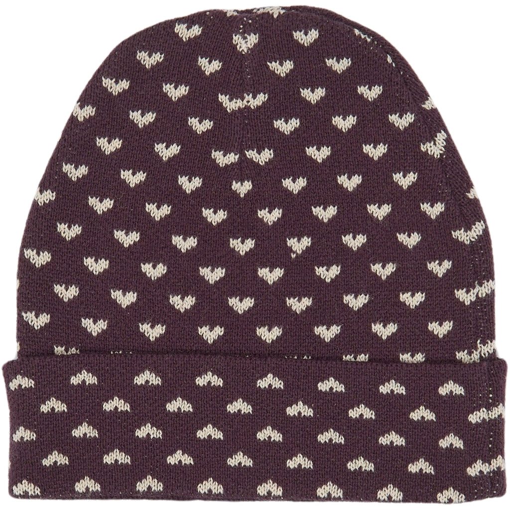 PETIT PIAO PPGedel Heart Knit Hat Huer Huckleberry Heart AOP