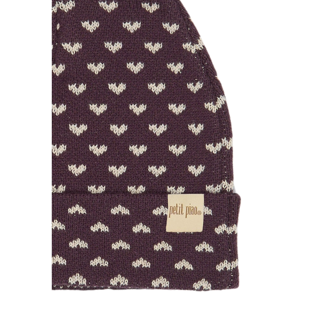 PETIT PIAO PPGedel Heart Knit Hat Huer Huckleberry Heart AOP