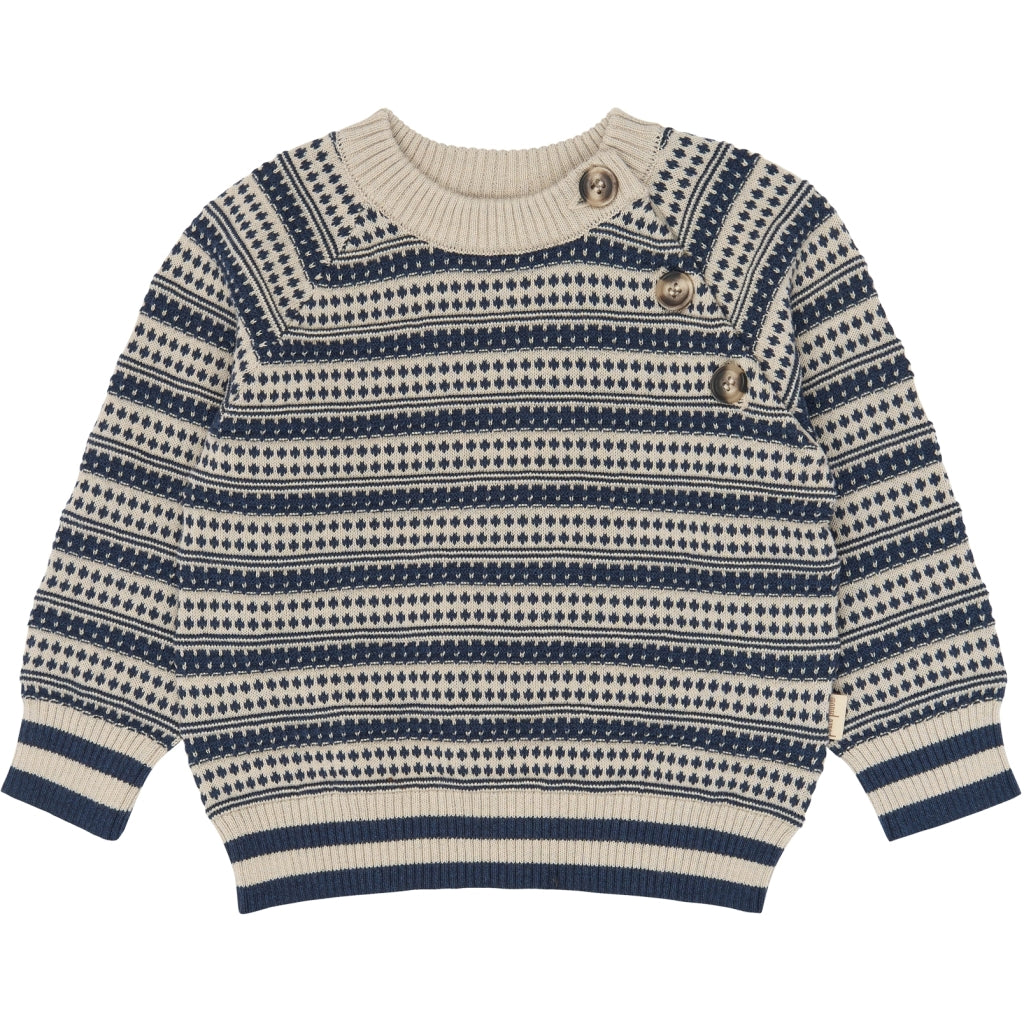 PETIT PIAO PPGirch Nordic Knit Pullover Strik Navy Blazer
