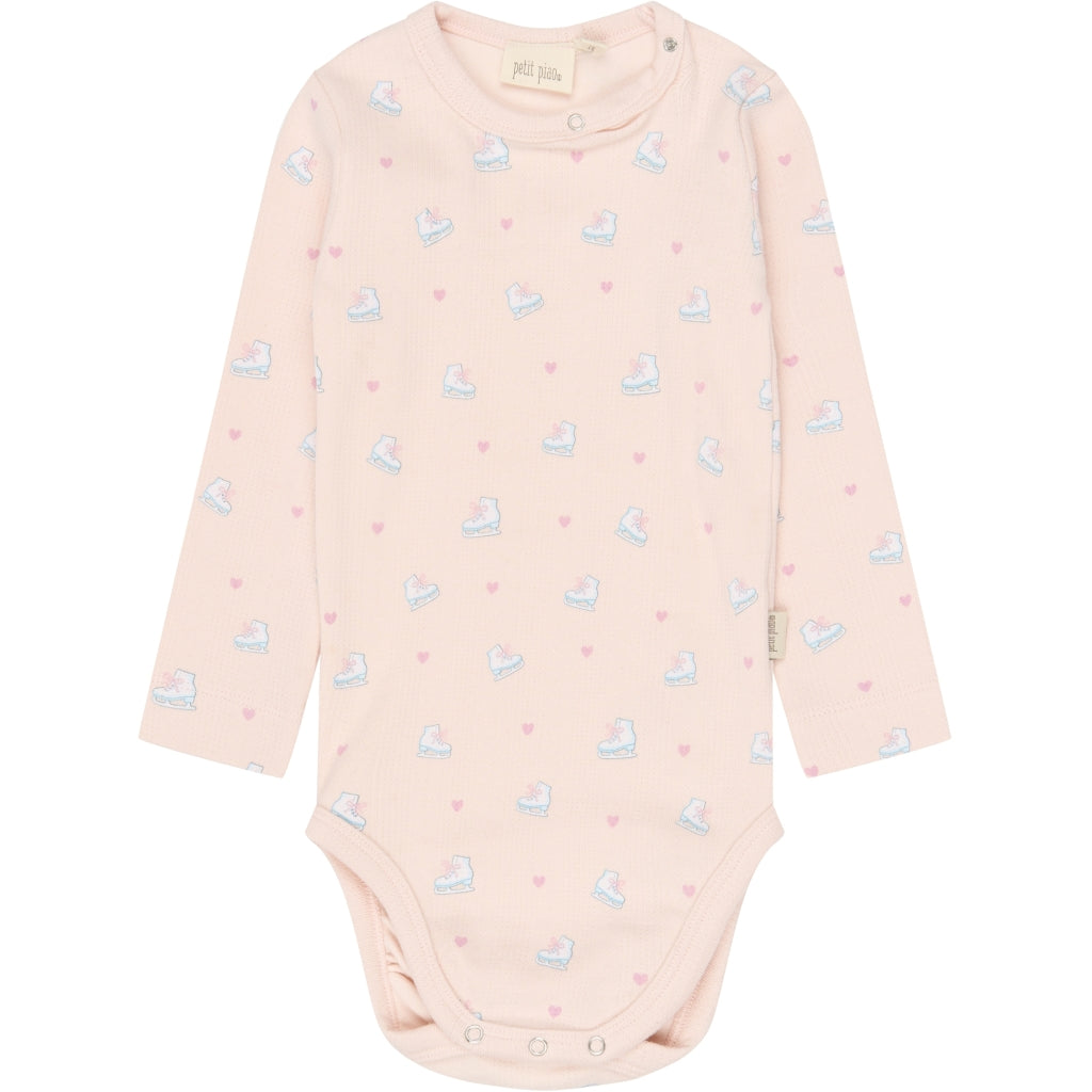 PETIT PIAO PPGrace L_S Pointelle Body Bodystockings Mauve Chalk Ice Skate AOP