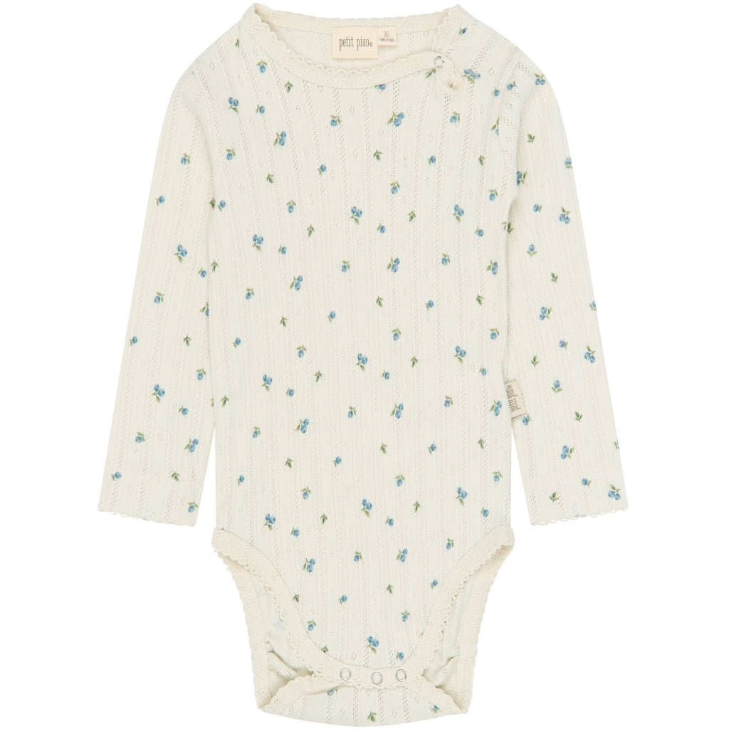 PETIT PIAO PPGracie L_S Pointelle Body Bodystockings Eggnog Blueberry AOP