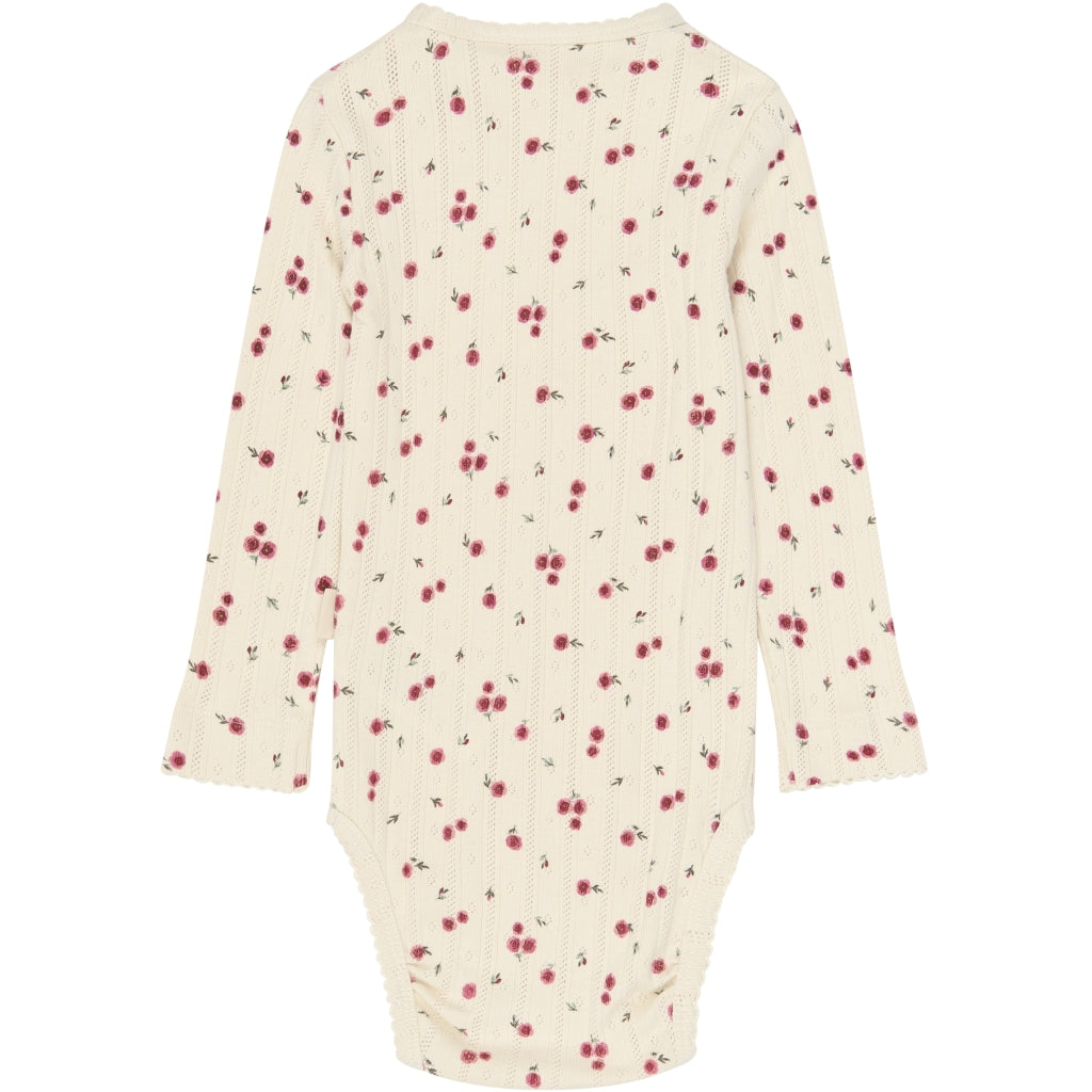 PETIT PIAO PPGracie L_S Pointelle Body Bodystockings Eggnog Rosehip AOP