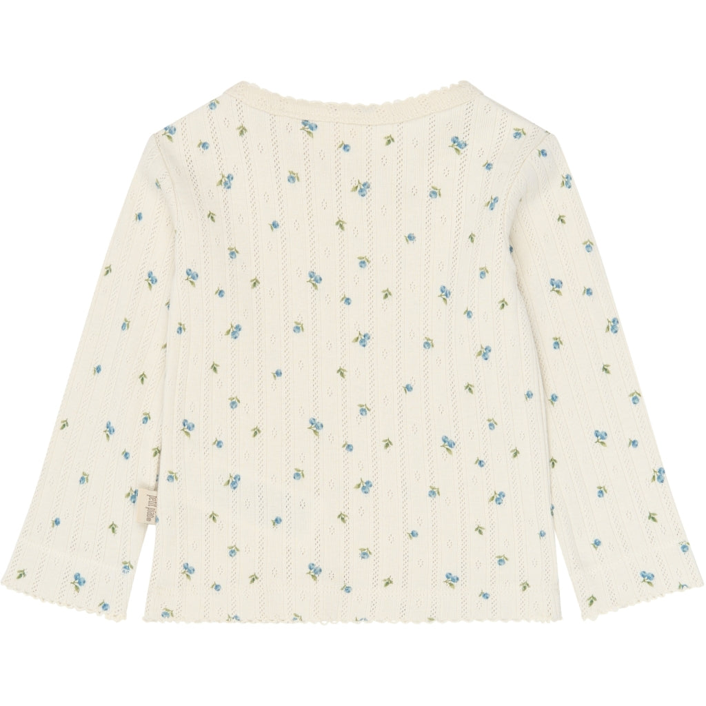 PETIT PIAO PPGracie L_S Pointelle Tee Langærmet bluse Eggnog Blueberry AOP
