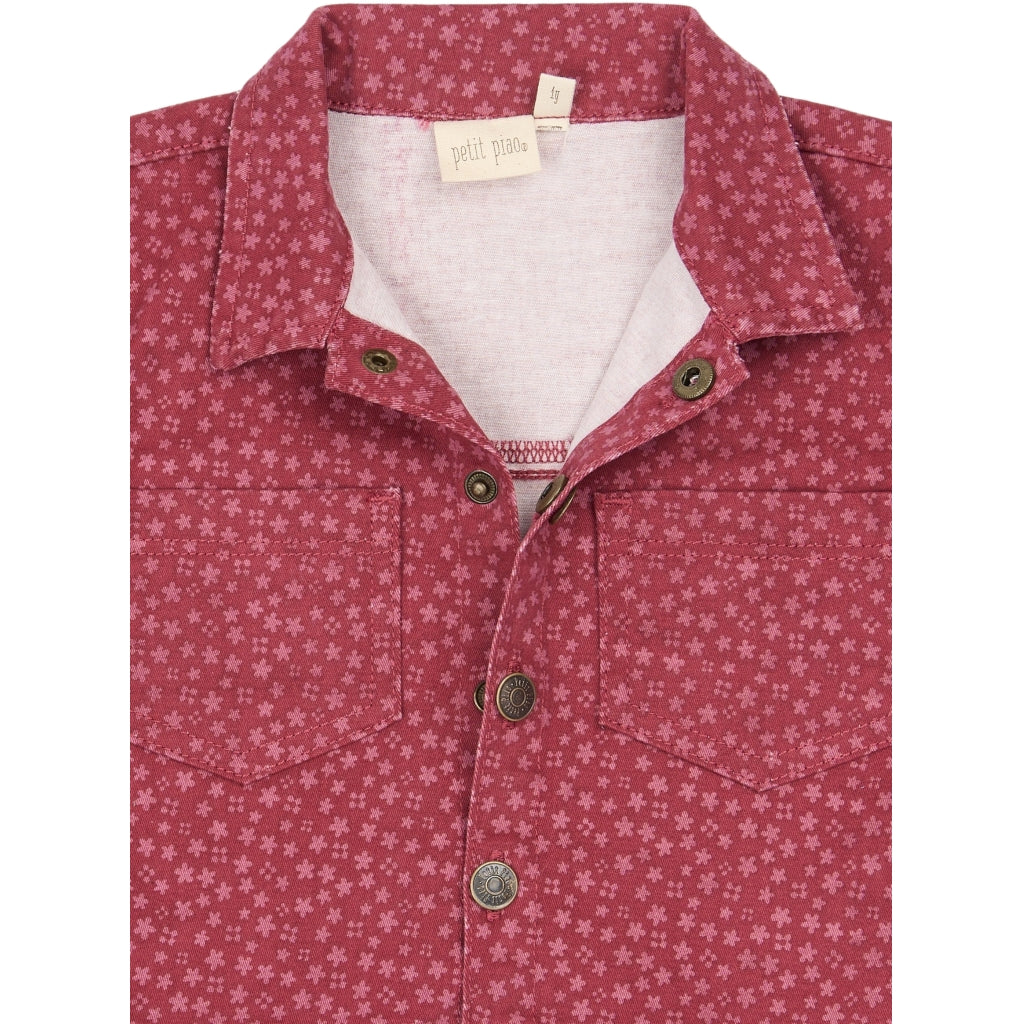 PETIT PIAO PPGreta Denim Jacket Jakker Deep Claret Flower AOP