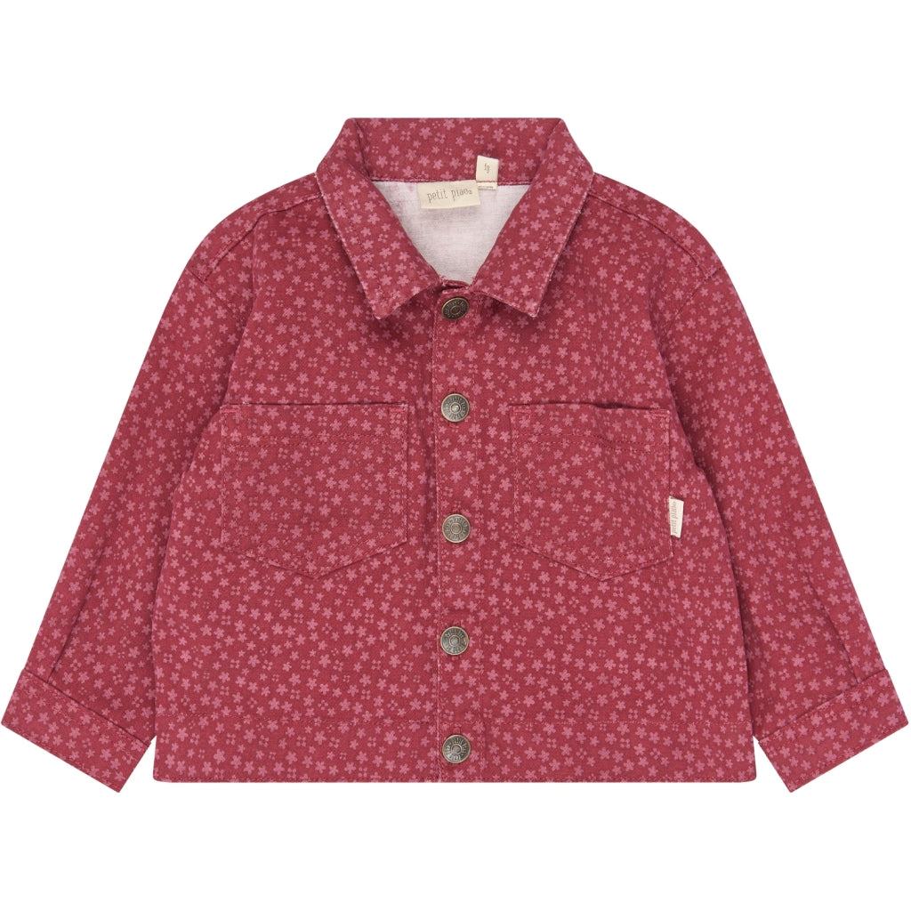 PETIT PIAO PPGreta Denim Jacket Jakker Deep Claret Flower AOP