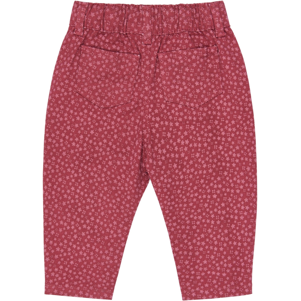 PETIT PIAO PPGreta Denim Pants Bukser Deep Claret Flower AOP