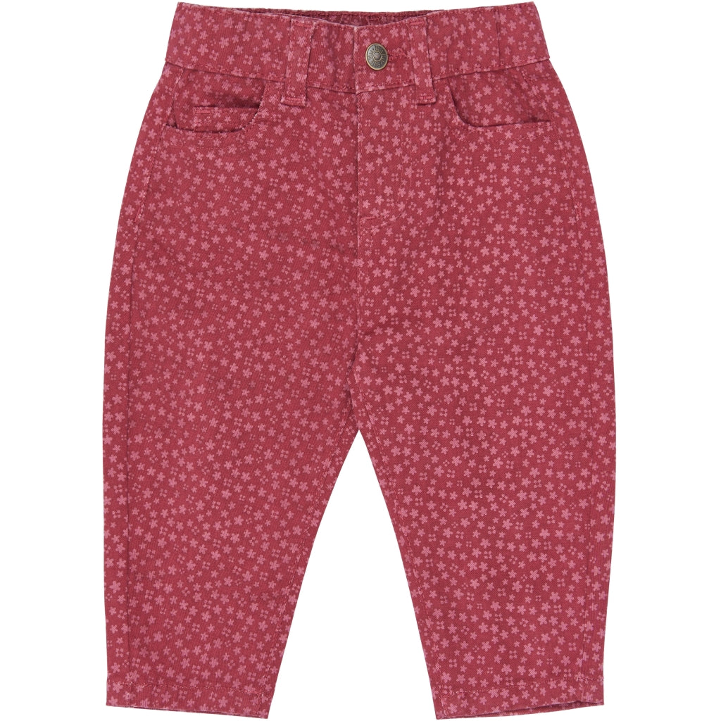 PETIT PIAO PPGreta Denim Pants Bukser Deep Claret Flower AOP
