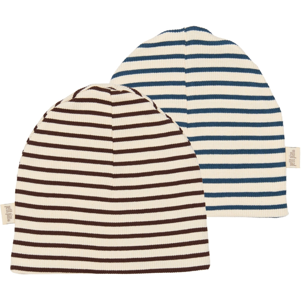 PETIT PIAO PPSky Beanie 2-Pack Huer Chestnut Striped