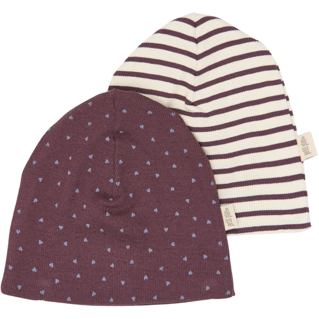 PETIT PIAO PPSky Beanie 2-Pack Huer Huckleberry Striped