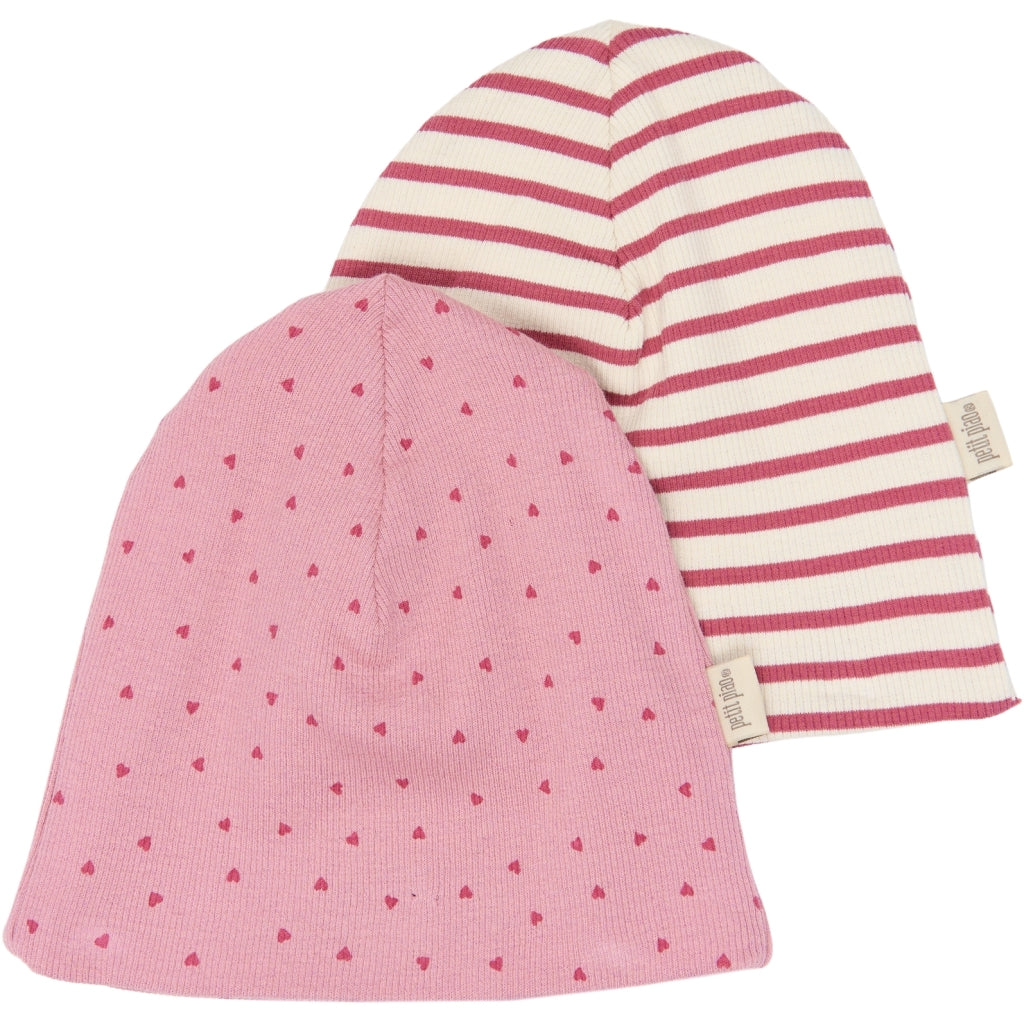 PETIT PIAO PPSky Beanie 2-Pack Huer Mauvewood Striped
